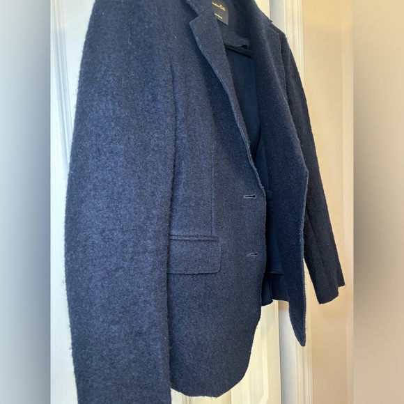 Massimo Dutti - Long Sleeve Women’s Business Casual Office Navy Blue Wool Blazer - Picture 7 of 11